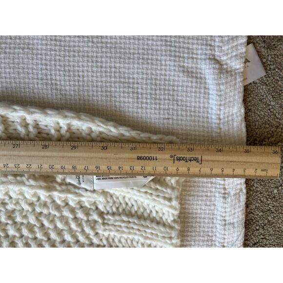 Hearth Hand with Magnolia Cream Bordered Throw Blanket 50x60 Chunky Cable Knit - Picture 6 of 9